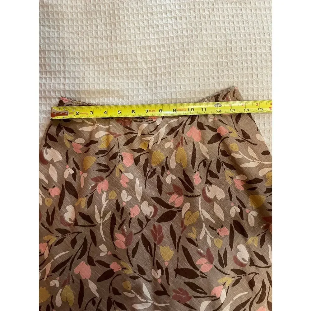 J. Jill 100% Cotton Beige Floral 90s Y2K Style Floral Knee Length Skirt XXSP